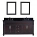 Victoria 72" Double Bathroom Vanity in Espresso with Black Galaxy Granite Top and Square Sink with Polished Chrome Faucet and Mirrors - B07D3YJ71C